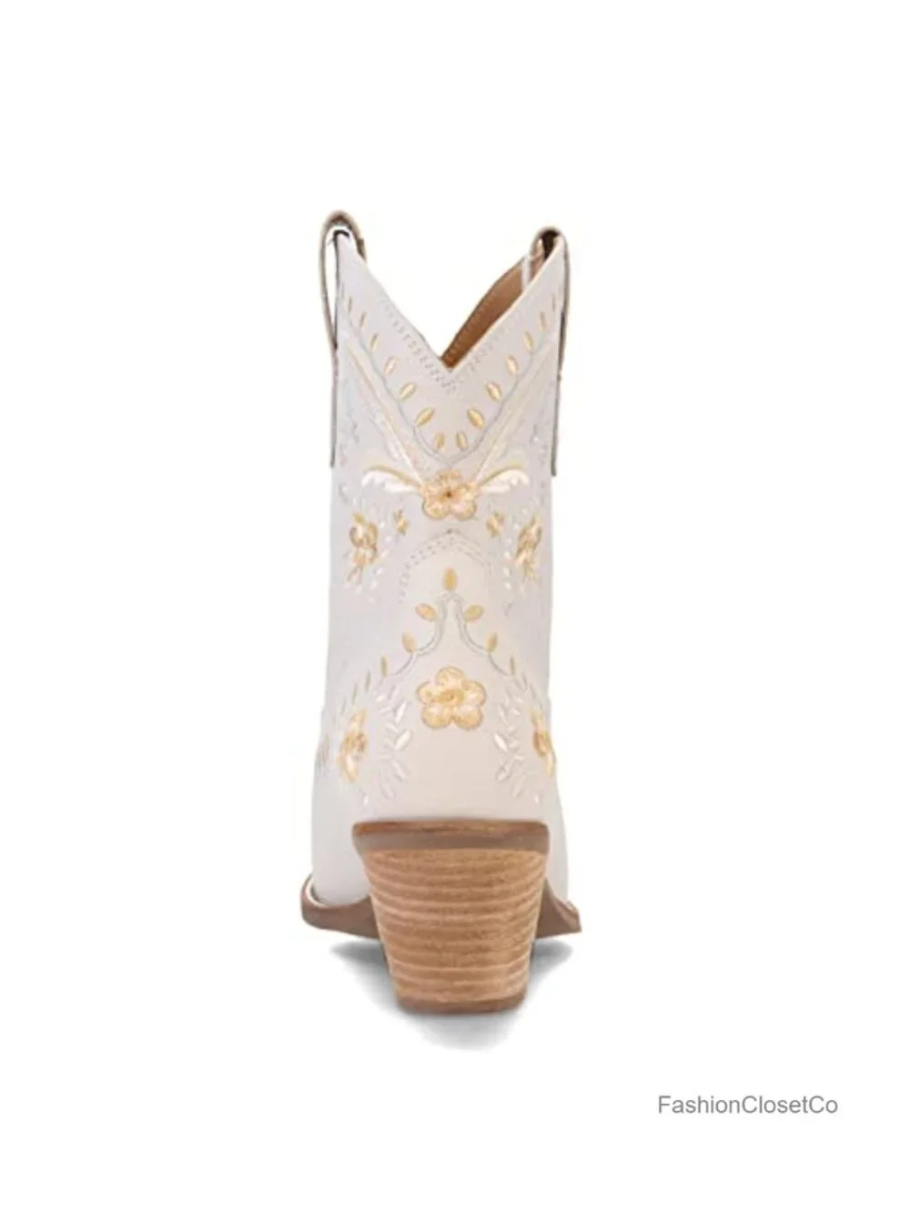 Leather Embroidered Pull-On Snip Toe Cowboy Booties
